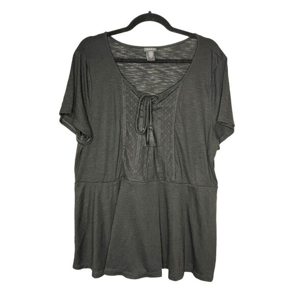 torrid Tops - Torrid Black Tasseled Peplum Short Sleeve Top - Women’s 2X